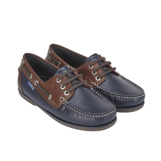 Quayside Clipper Boat Shoes – Navy/Chestnut - Deck Shoes