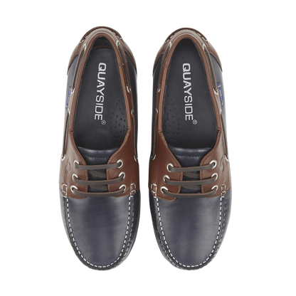 Quayside Clipper Boat Shoes – Navy/Chestnut - Deck Shoes