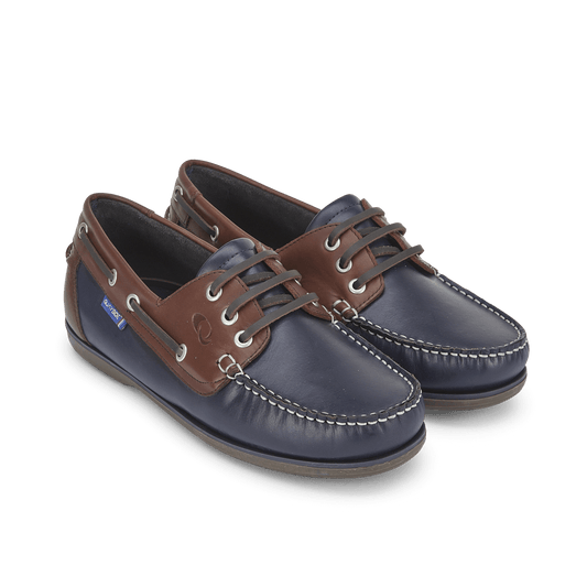 Quayside Clipper Boat Shoes – Navy/Chestnut - Deck Shoes