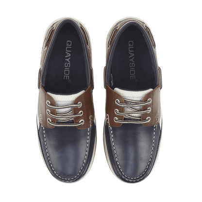 Quayside Sydney Boat Shoes – Navy/Chestnut - Deck Shoes