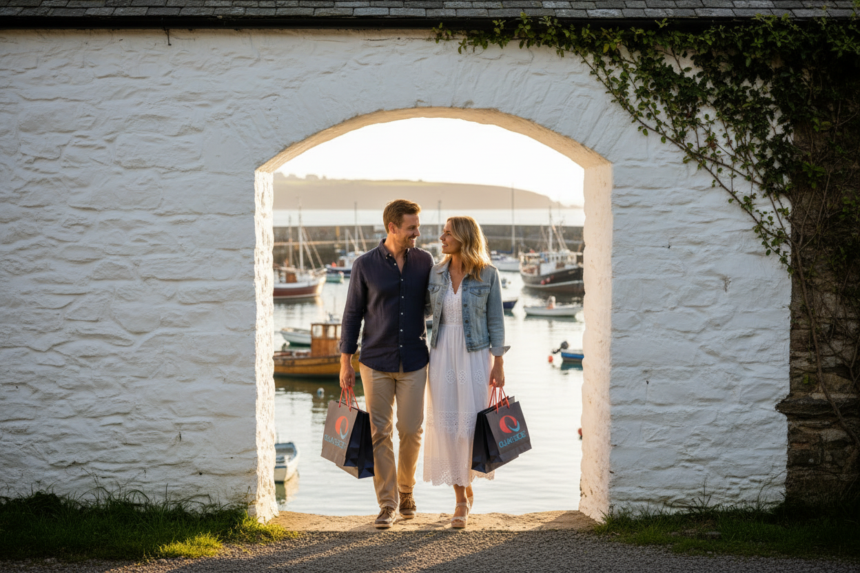 Quayside couple at Cornish marina cottage