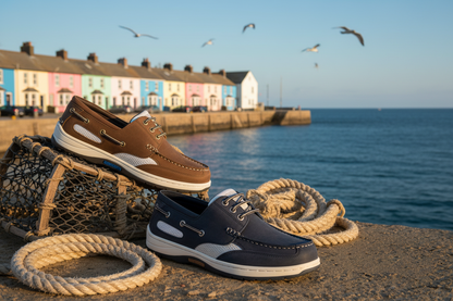 Sydney Navy & Walnut Shoes at Cornish Seafront